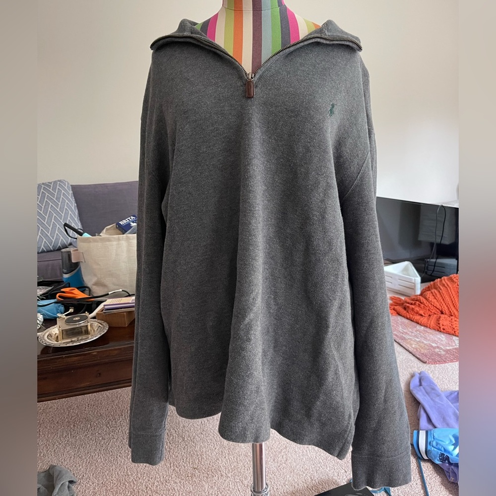Grey Quarter Zip Polo pullover